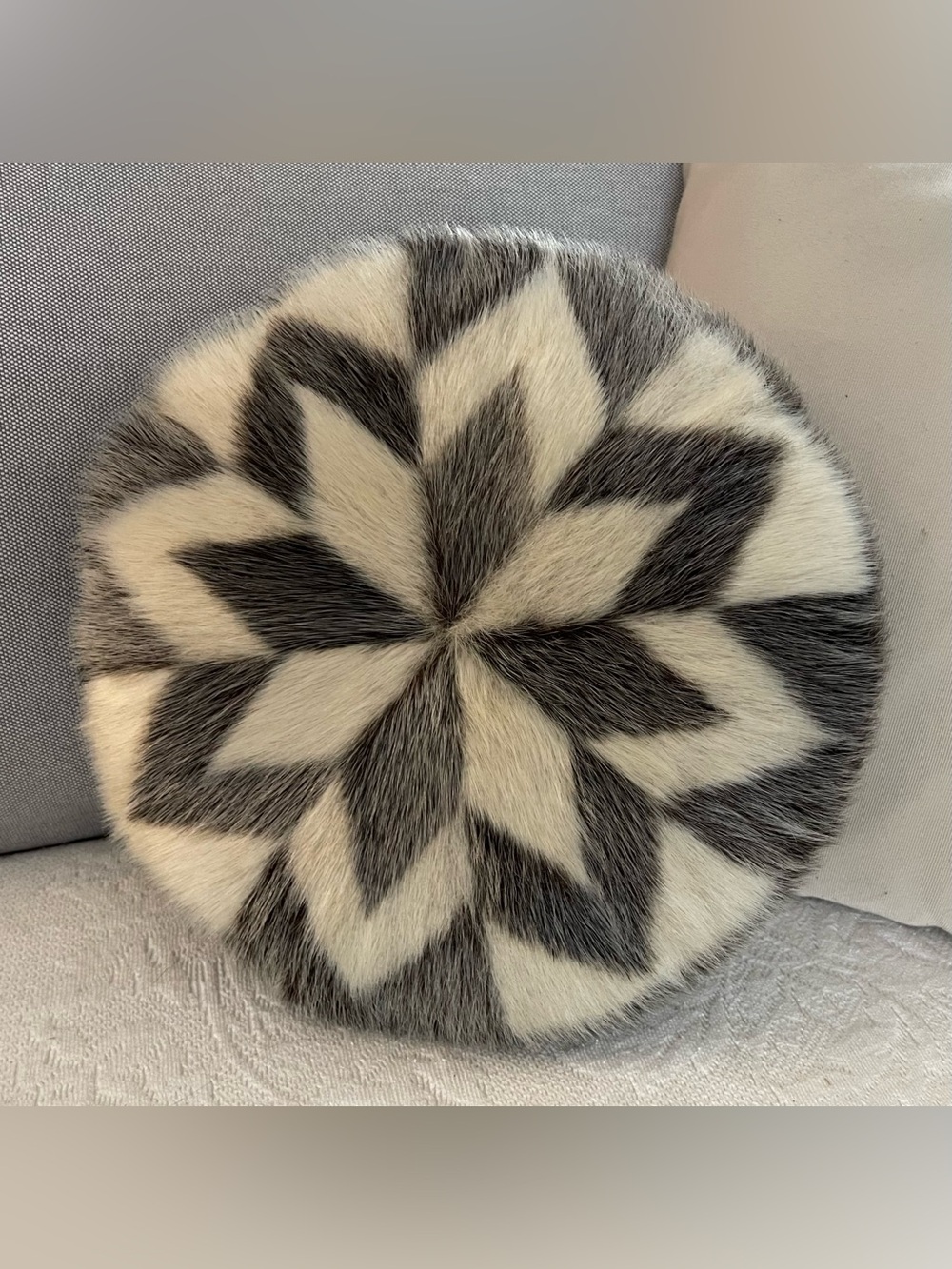 Vintage Inuit Indigenous Handmade Sealskin Fur Pillow 13”in